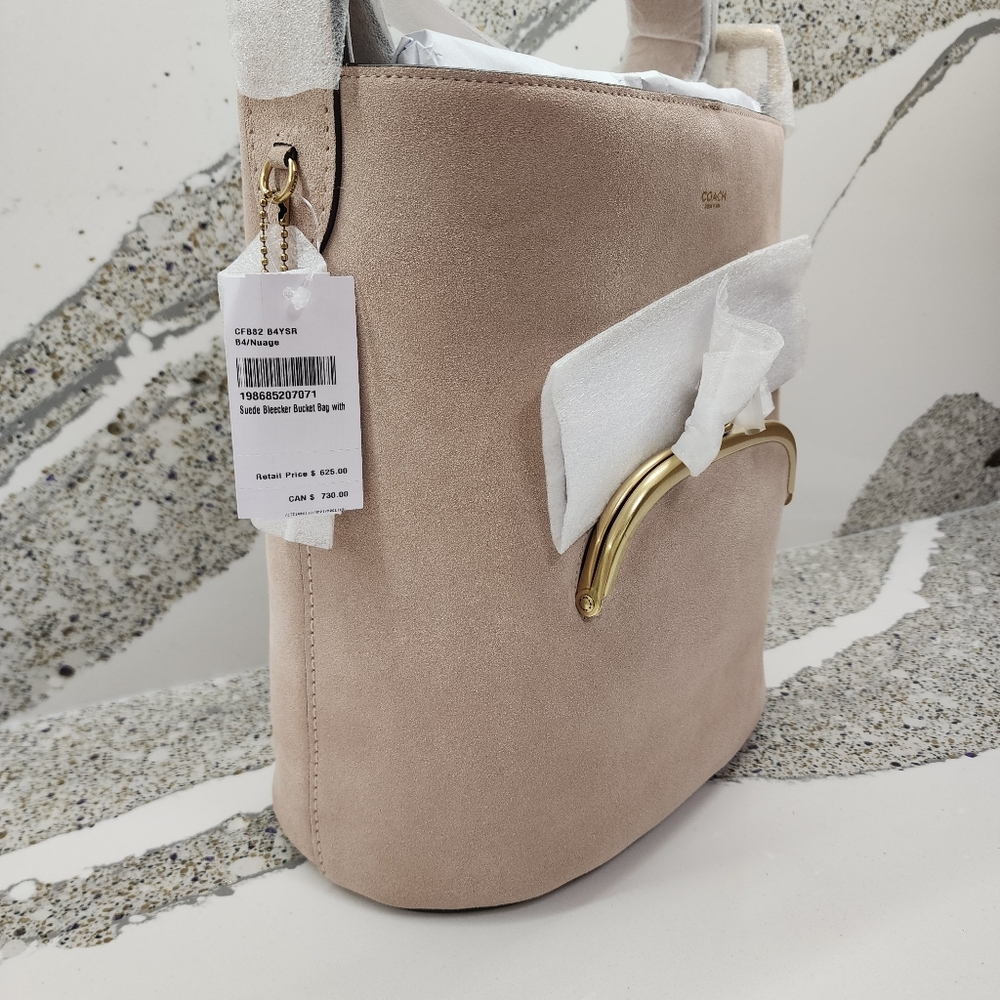 Coach Kisslock Bleecker Bucket Bag in Pink Nuage Suede NWT - Picture 5 of 14